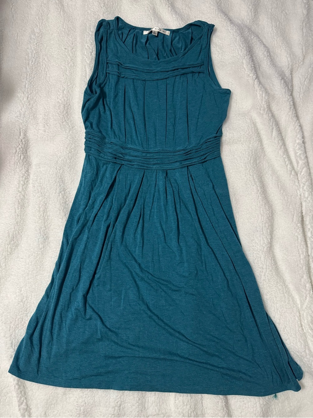 Max Studio Teal Sleeveless Pleated Waist Dress